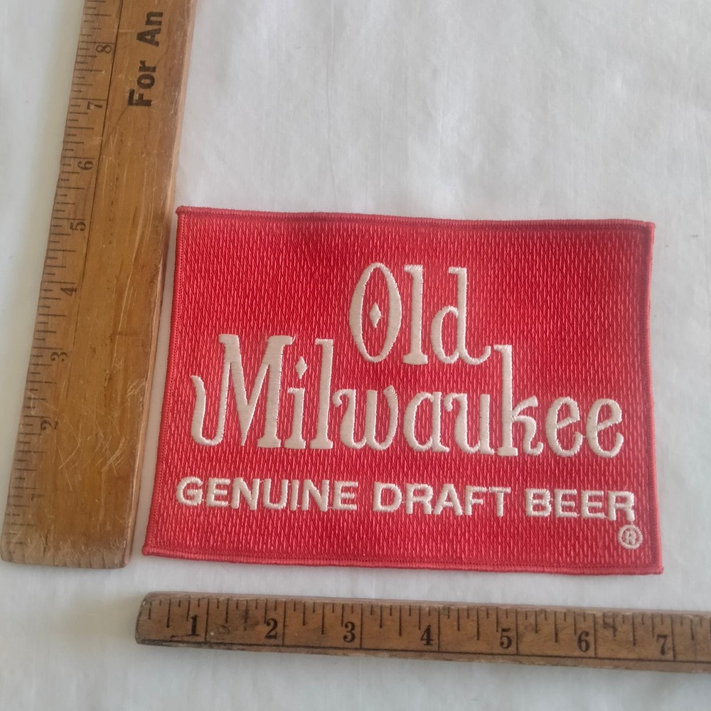 Old Milwaukee Genuine Draft Beer Large Red & White Patch Vintage